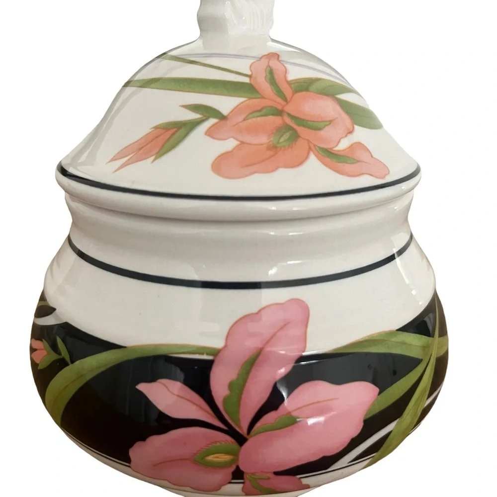 Sango Allure Sugar Bowl W/Lid Pink Flowers Vintage - Picture 3 of 12